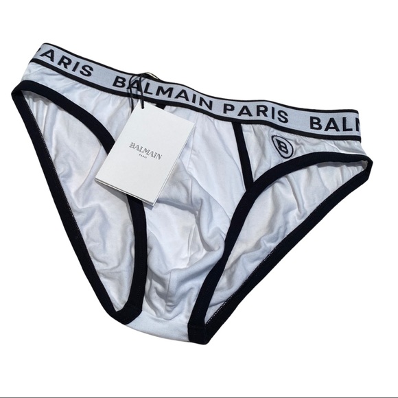 BALMAIN mens Cotton briefs embroidered logo elasic waist underwear new w/ tags - Picture 1 of 4
